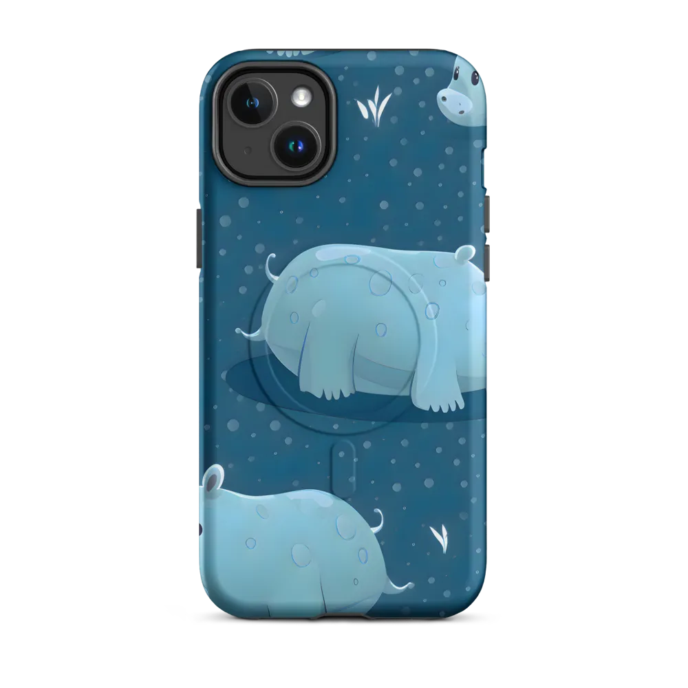 Whimsical Hippo Play | Phone Case |  14 Plus | MagSafe® Tough Case | Matte