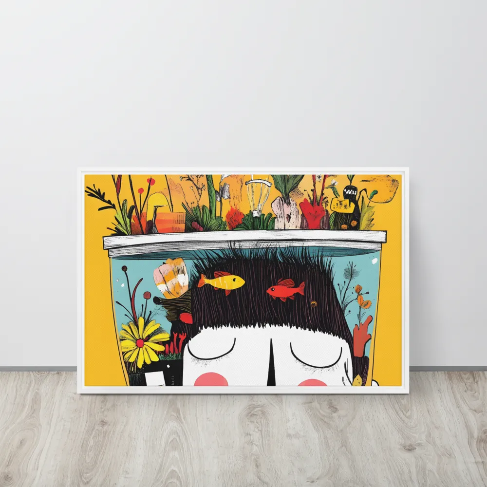 Whimsical Garden Head | Canvas with White Frame | 20″×30″