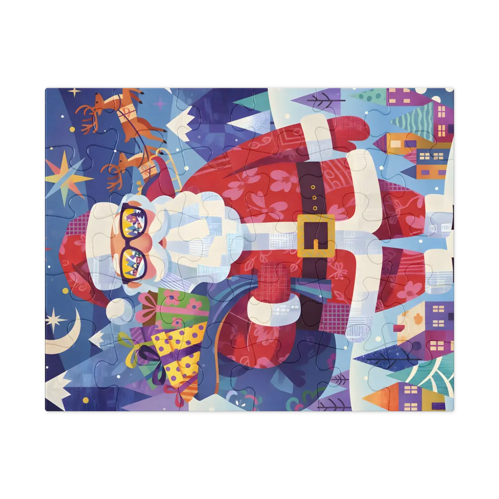 Santa with Sunglasses 
 Jigsaw Puzzle in Tin Box