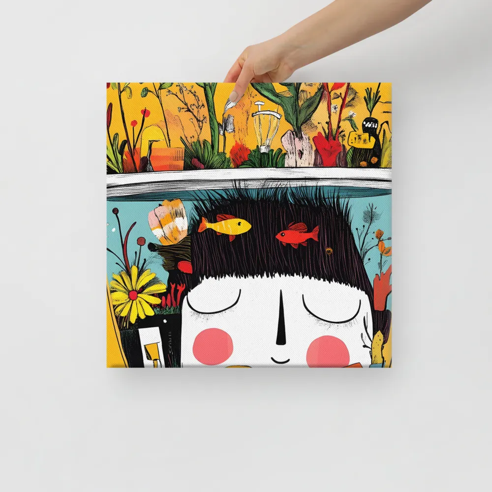 Whimsical Garden Head | Canvas | 16″×16″
