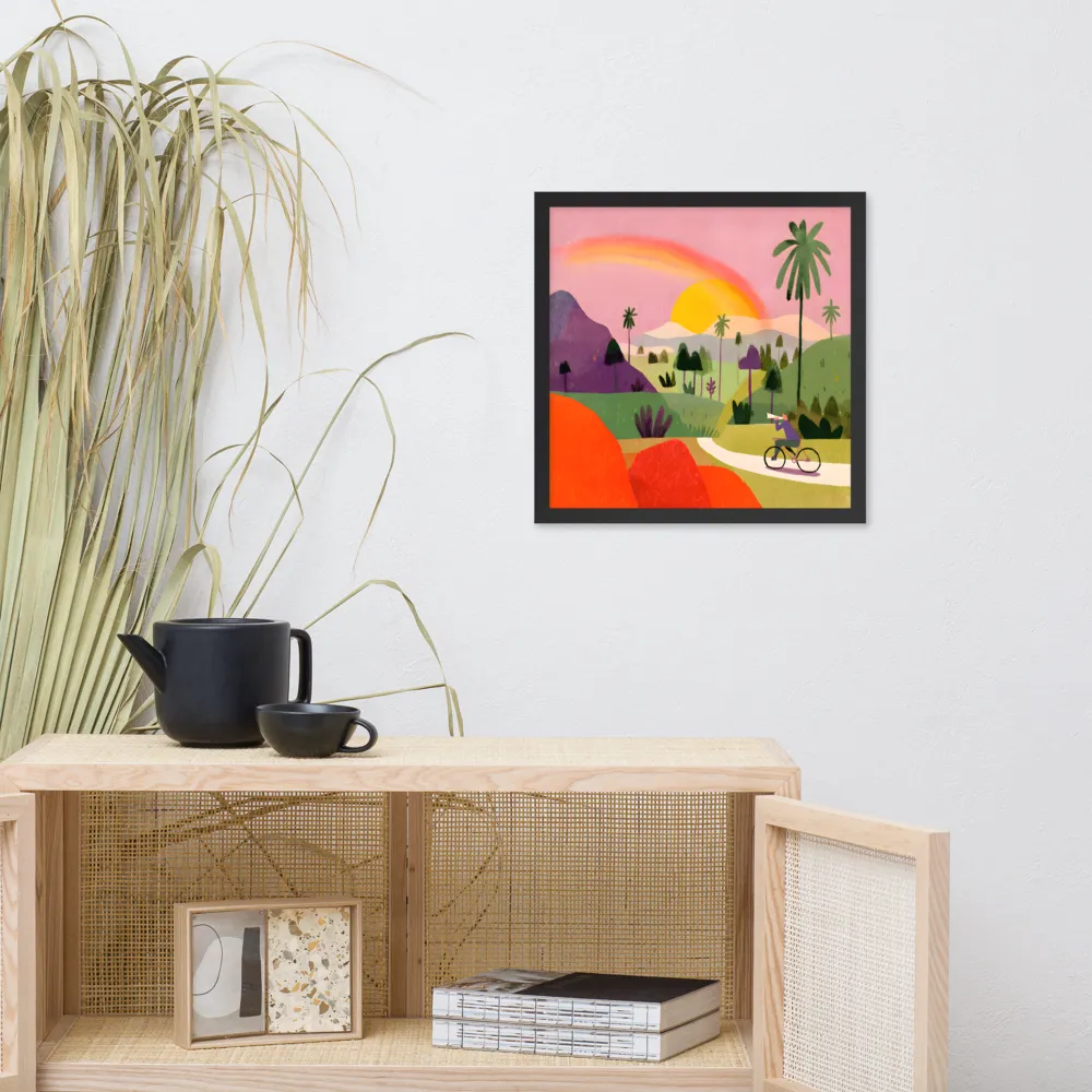 Sunlit Bicycle Ride 
 Poster with Black Frame | 16″x 16″