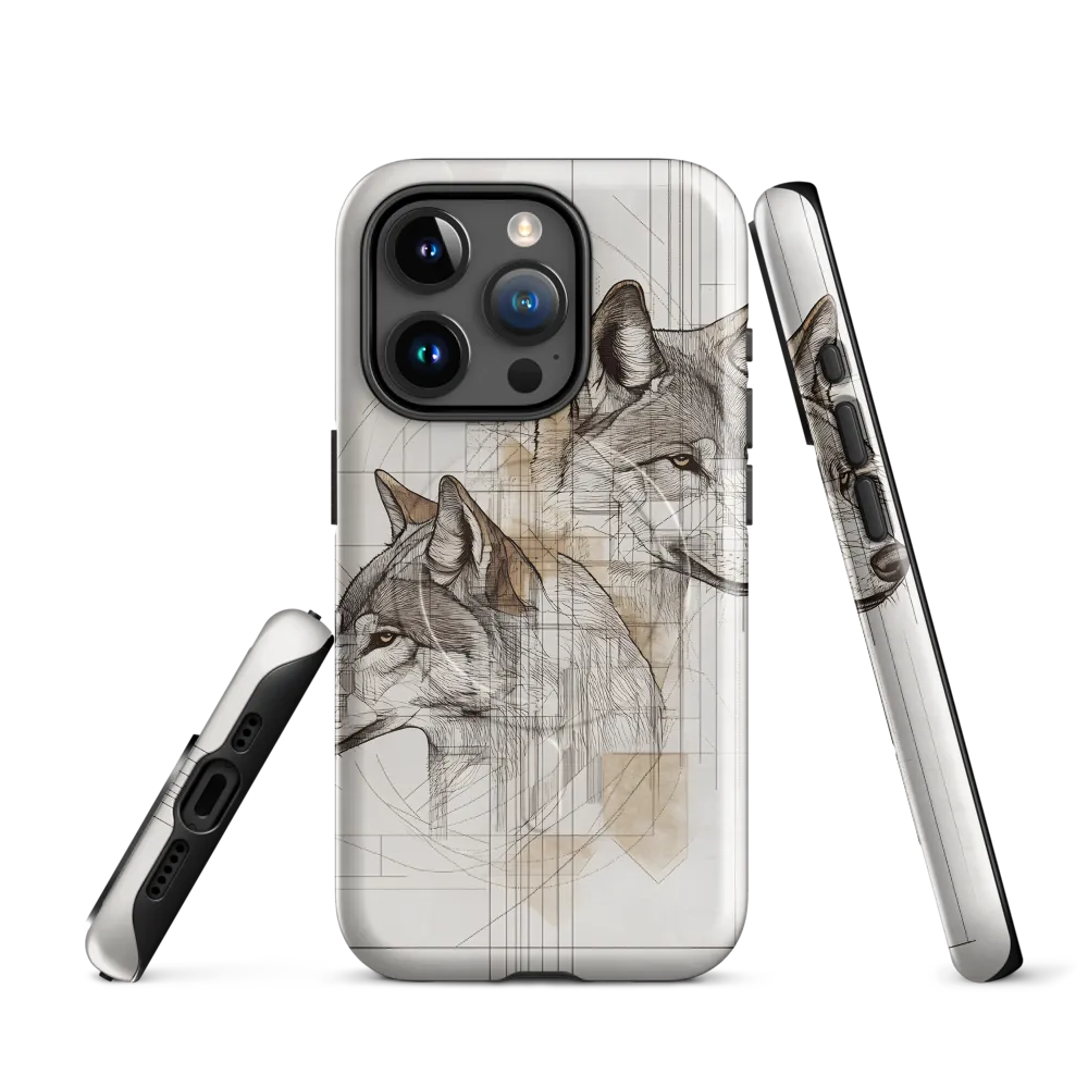 Geometric Harmony: The Essence of Wolves | Phone Case |  15 Pro | MagSafe® Tough Case | Glossy