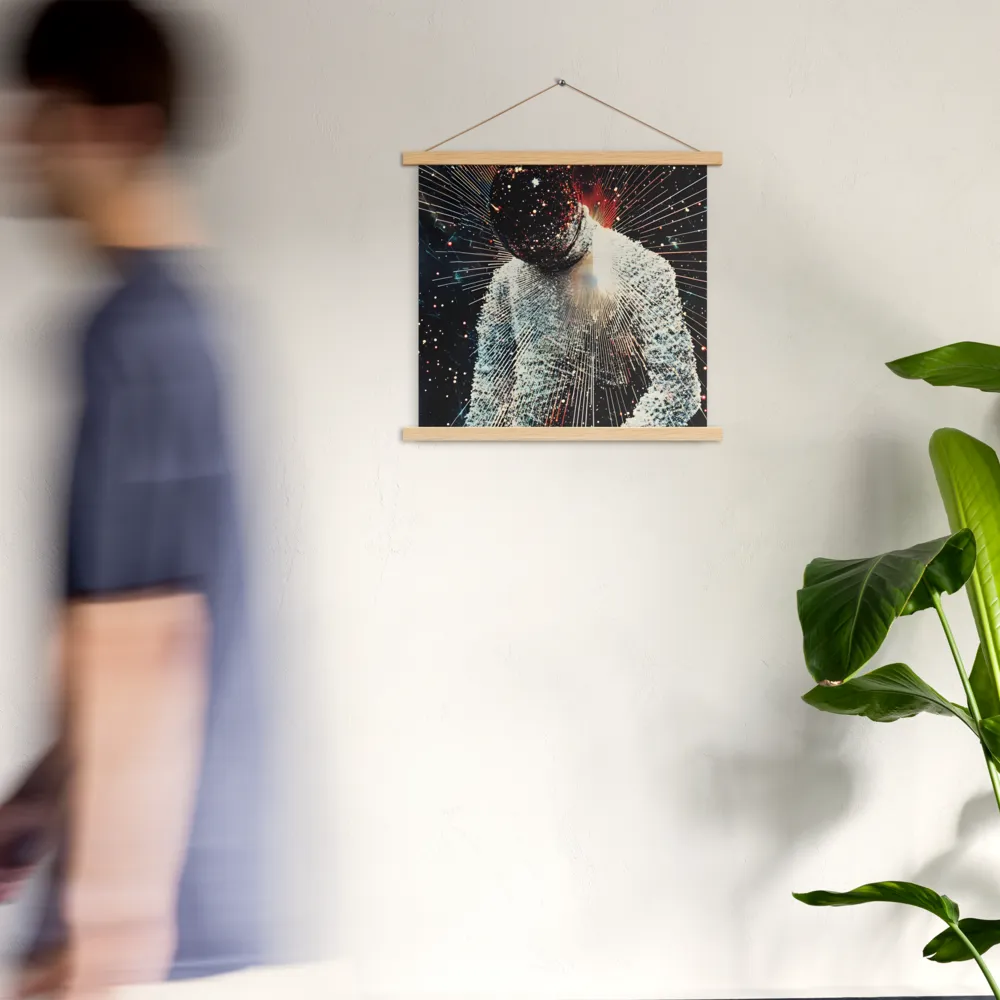 Ethereal Astronaut: A Journey Through the Cosmos | Poster With Oak Wood Hanger | 18″×18″