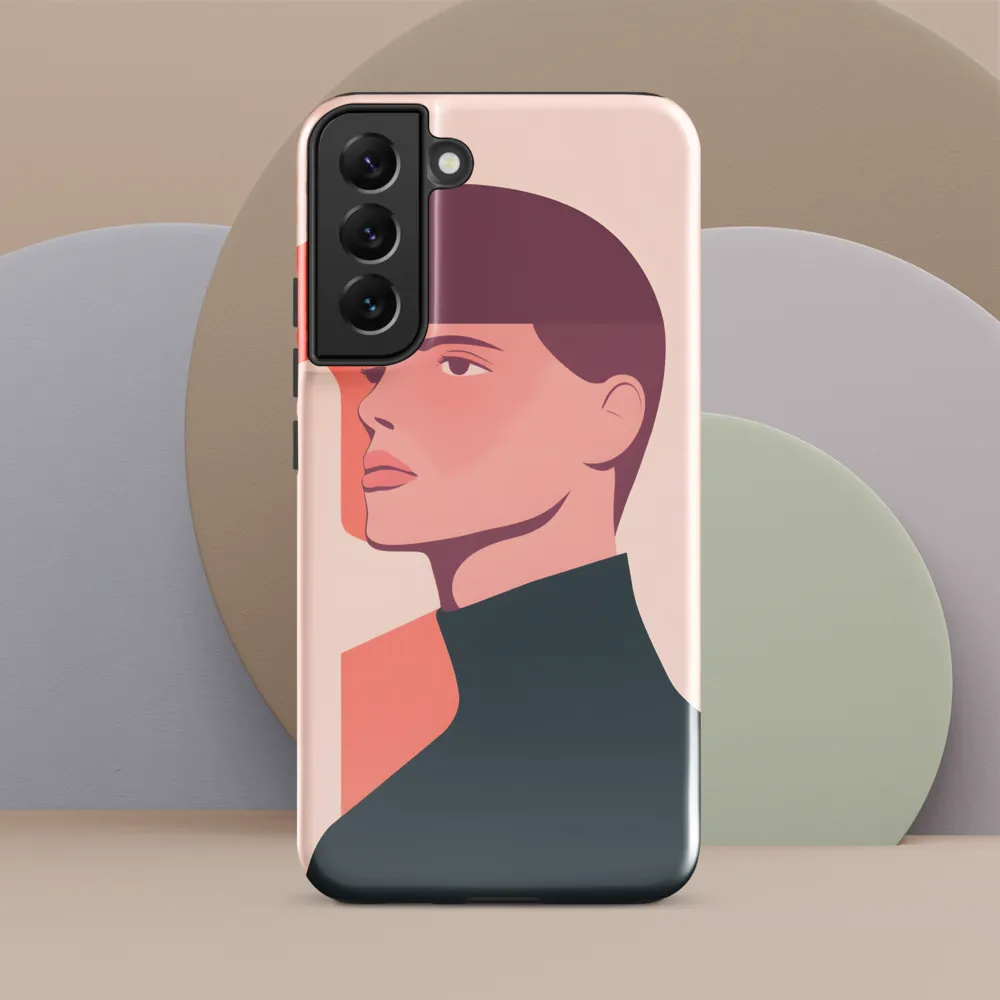 Contemplative Portrait in Minimalism | Phone Case |  S22 Plus | Tough Case | Glossy
