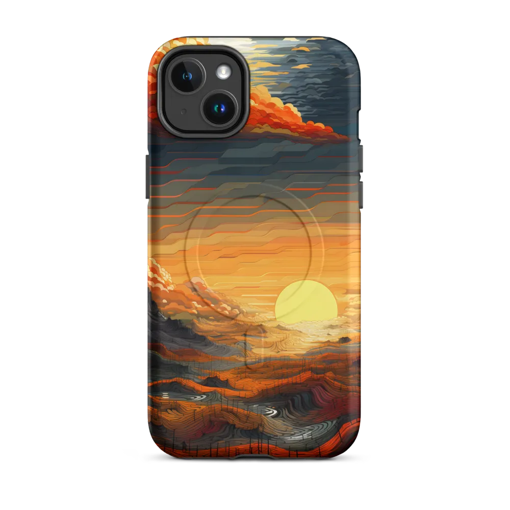Ethereal Sunset: A Serene Landscape in Flowing Forms | Phone Case |  14 Plus | MagSafe® Tough Case | Matte