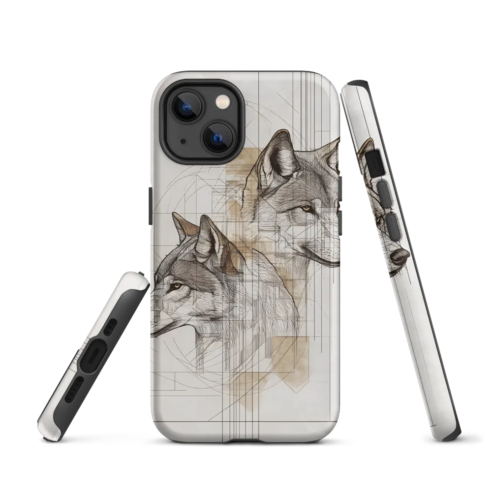 Geometric Harmony: The Essence of Wolves | Phone Case |  13 | Tough Case | Matte