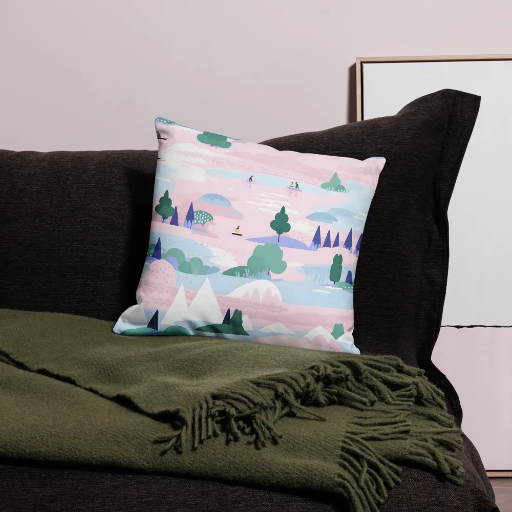 Tranquil Waters: A Dreamy Landscape | Pillow | 18″×18″