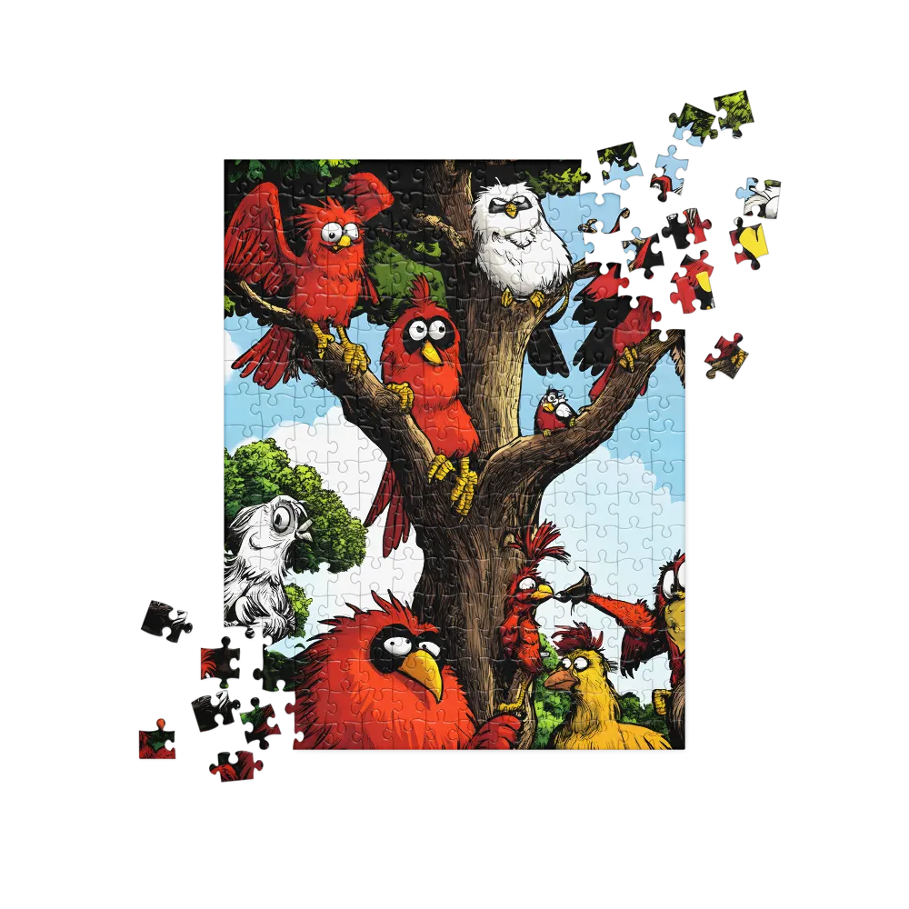 Whimsical Avian Gathering | Jigsaw Puzzle | 252/520 pieces