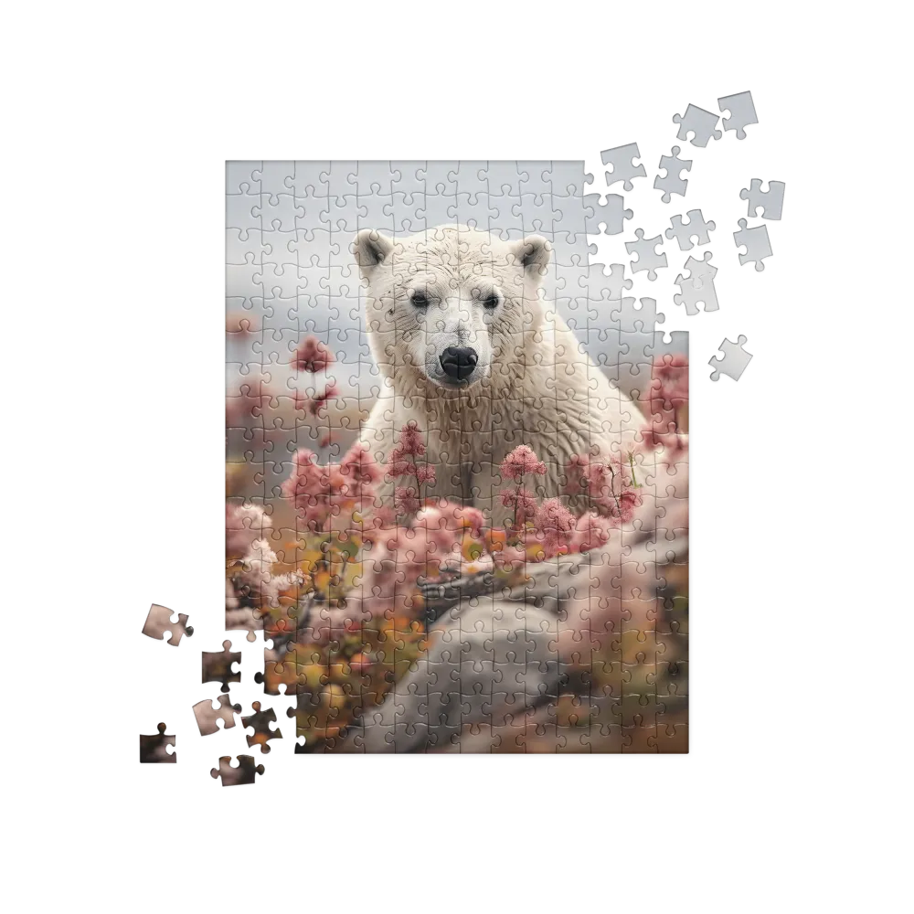 Curiosity Among Blooms: The Polar Bear | Jigsaw Puzzle | 252 pieces