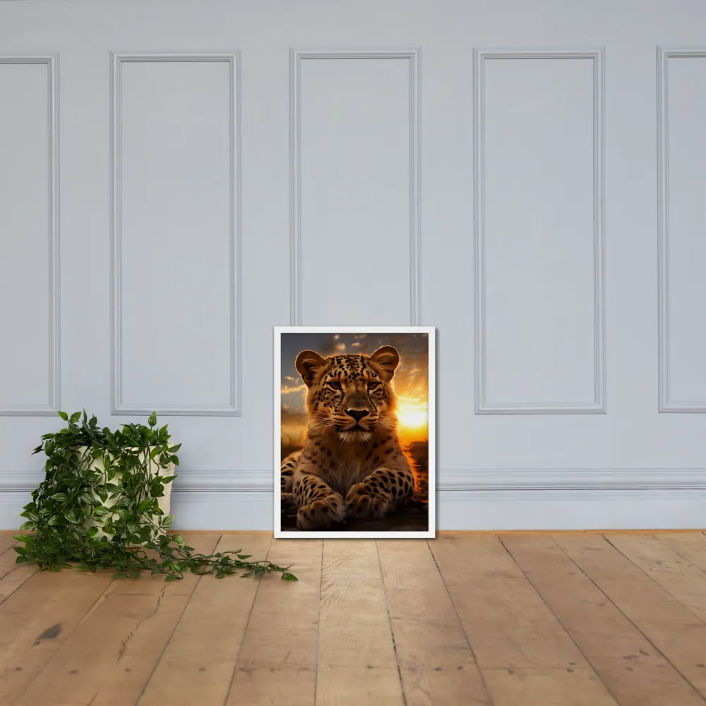 Regal Presence: The Leopard at Sunset | Poster with White Frame | 18″×24″