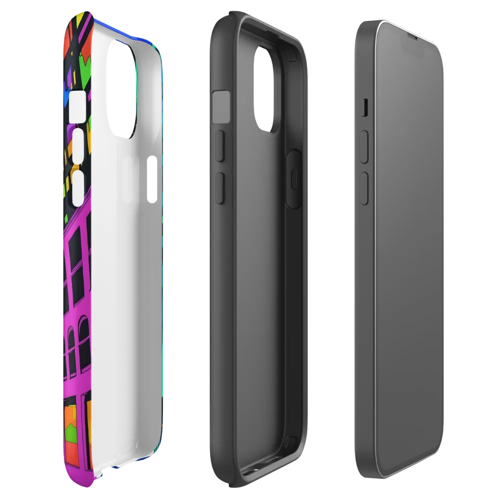 Neon Dreamscape: A Futuristic City at Dusk | Phone Case |  14 Plus | Tough Case | Matte