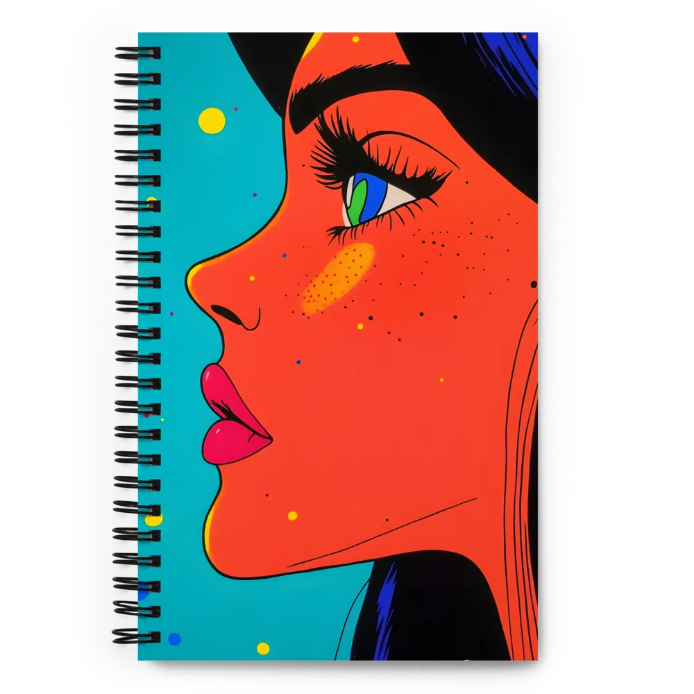 Vibrant Feminine Profile in Pop Art | Spiral Notebook