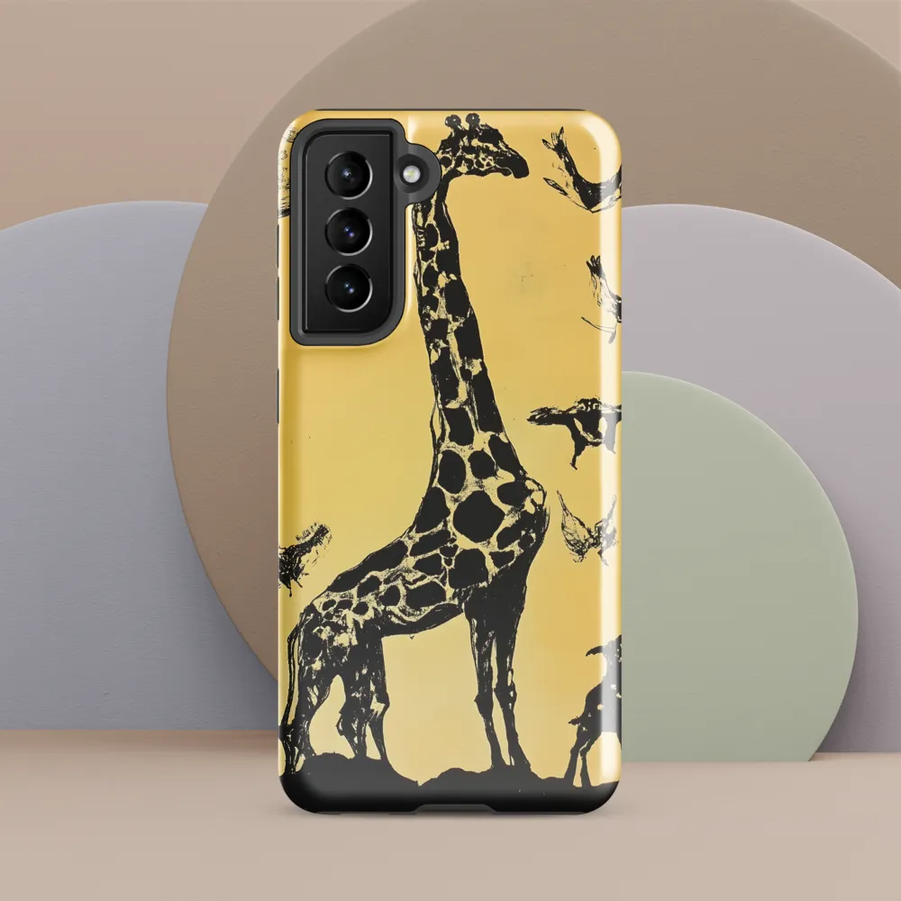 Whimsical Harmony of Giraffe and Birds