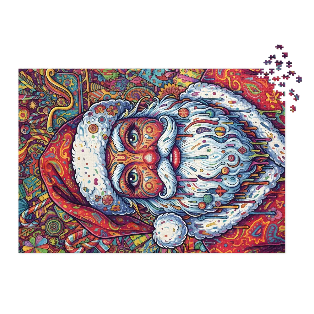Psychedelic Santa Claus 
 Jigsaw Puzzle in Tin Box