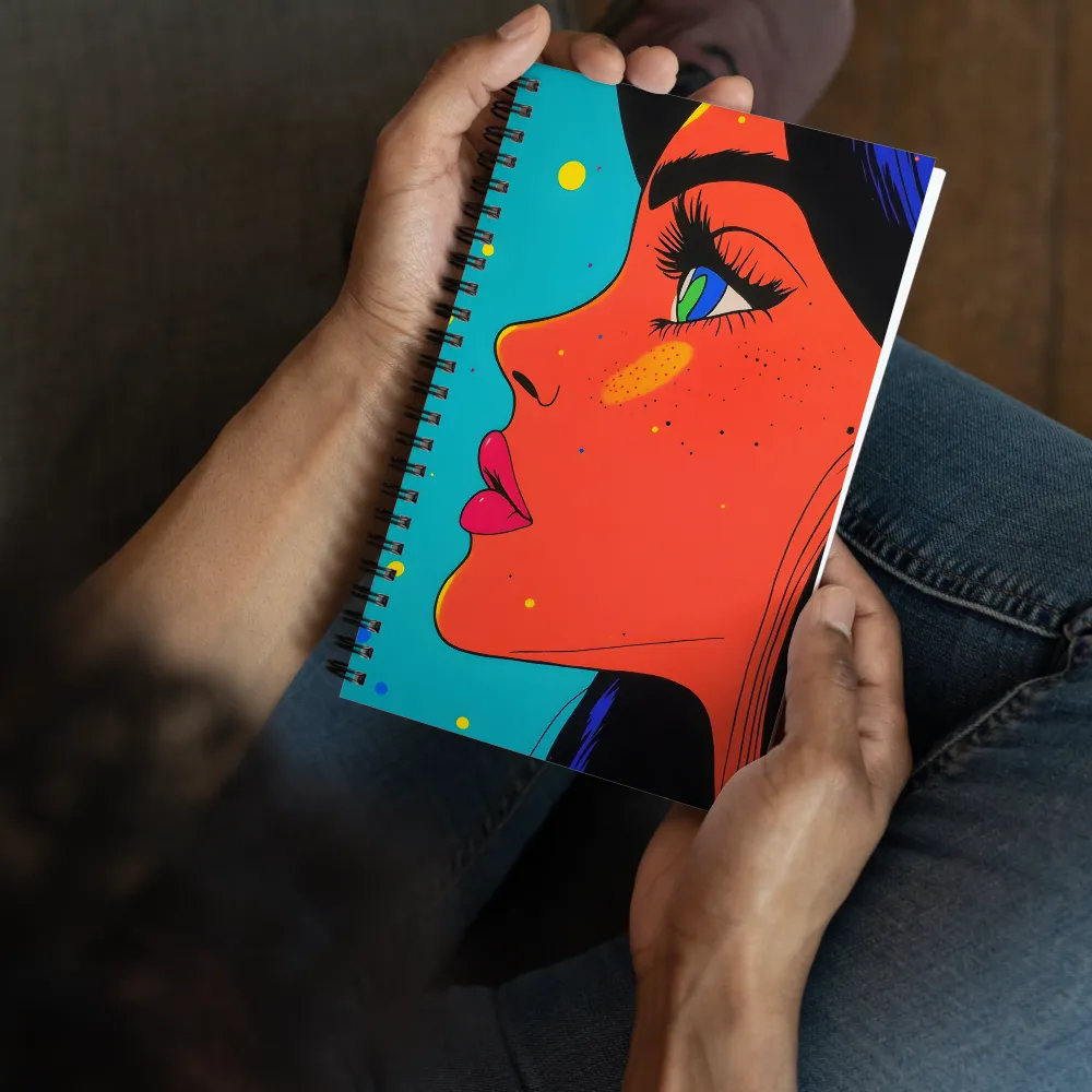 Vibrant Feminine Profile in Pop Art | Spiral Notebook