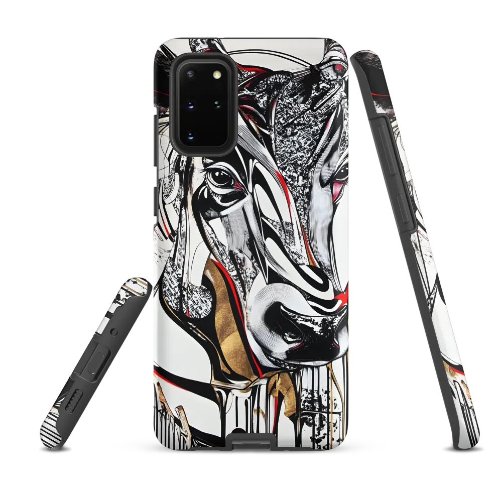 Linear Cow Study — Black, White and Gold Accents