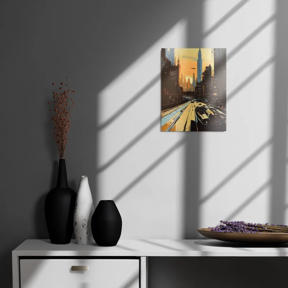 Metro Nexus: A Futuristic Cityscape | Metal Print | 11″×14″