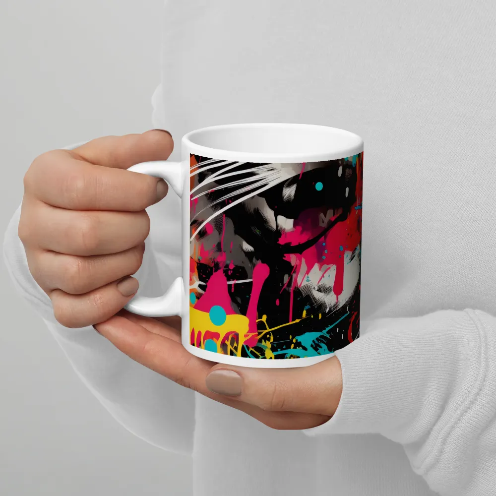 Fierce Fusion: Tiger and Lion in Graffiti | Mug with White inside | 11 oz