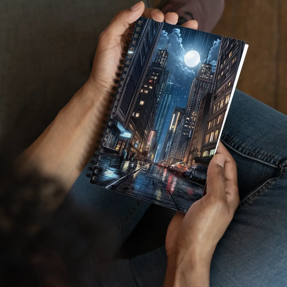 Moonlit Urban Serenity | Spiral Notebook