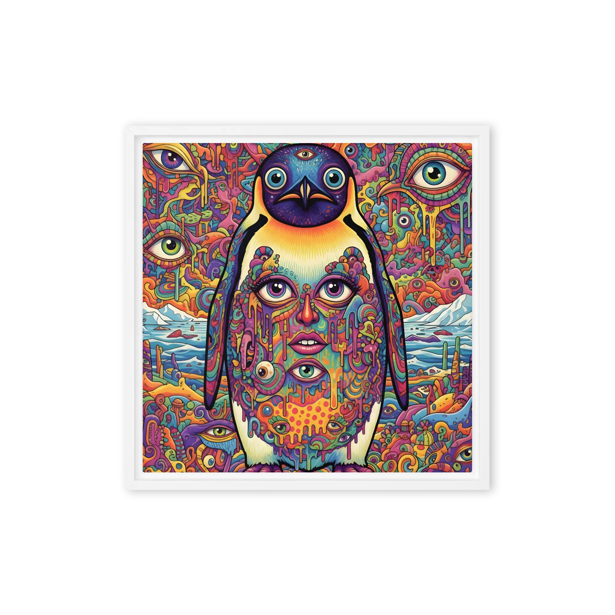 Third‑Eye Penguin 
 Canvas with White Frame