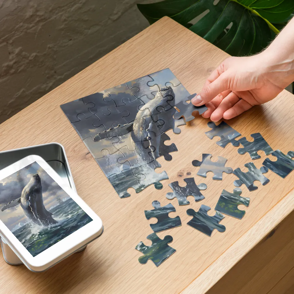 Breaching Whale 
 Jigsaw Puzzle in Tin Box