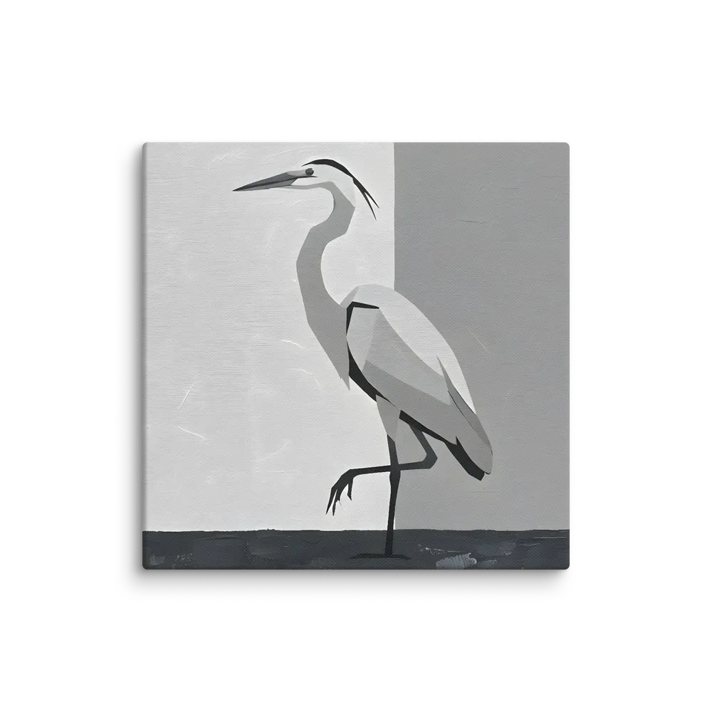 Grayscale Heron 
 Canvas | 16″x 16″