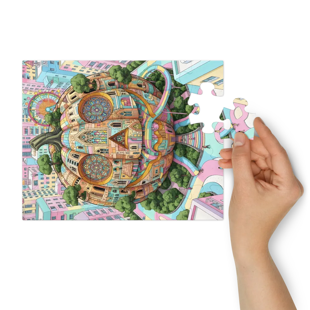 Pumpkin Cathedral 
 Jigsaw Puzzle in Tin Box