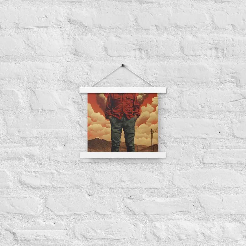Defiant Spirit in a Surreal Landscape | Poster With White Wood Hanger | 10″×10″