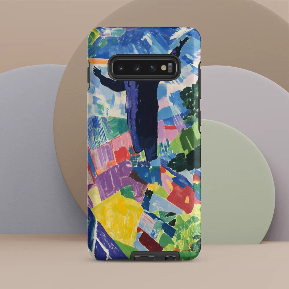 Elysium: A Soaring Figure Amidst Colorful Landscapes | Phone Case |  S10 Plus | Tough Case | Matte