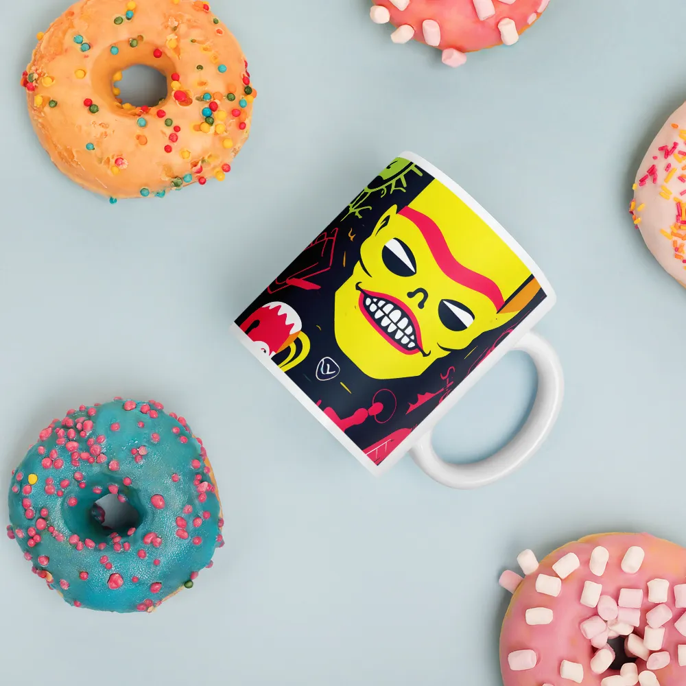 Neon Revelry: A Quirky Exploration of Modern Pop Art | Mugs | Multiple Sizes & Colors