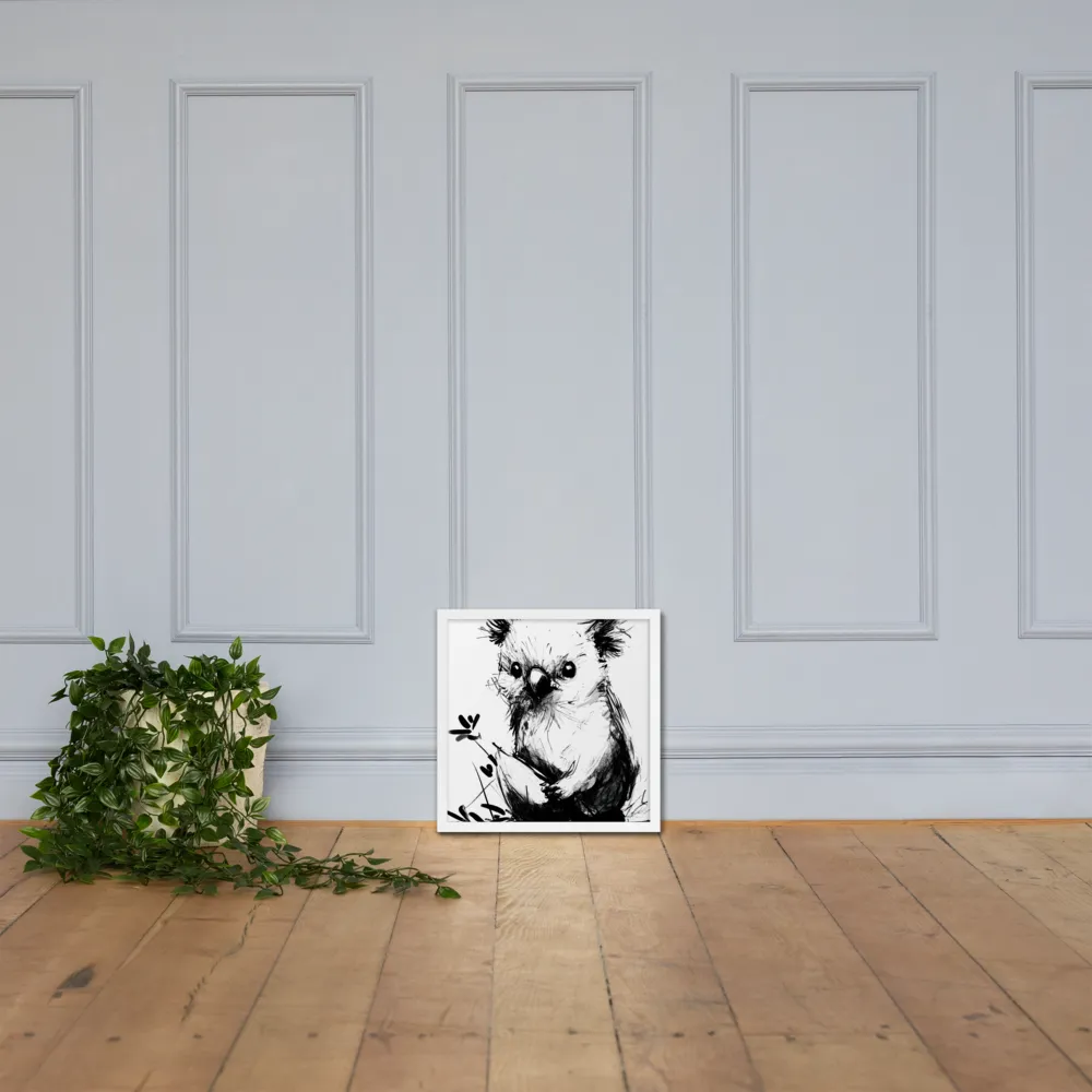 Whimsical Koala in Ink | Poster with White Frame | 16″×16″
