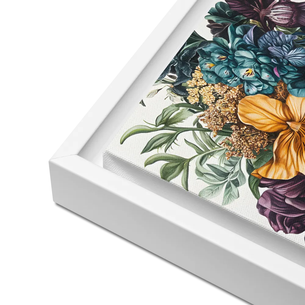 Floral Symphony | Canvas with White Frame | 12″×12″