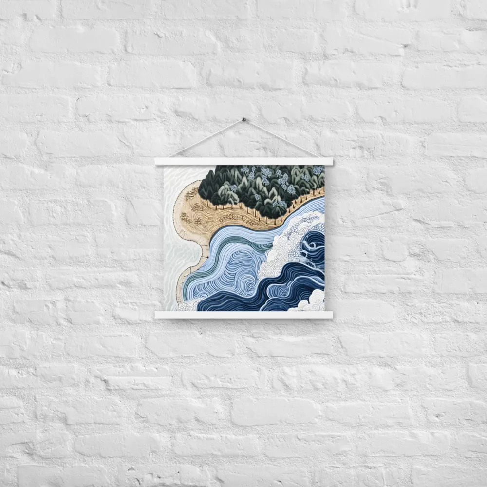 Oceanic Harmony: A Tranquil Landscape | Poster With White Wood Hanger | 18″×18″