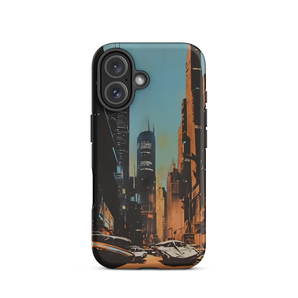 Futuristic Cityscape in Blue and Orange | Phone Case