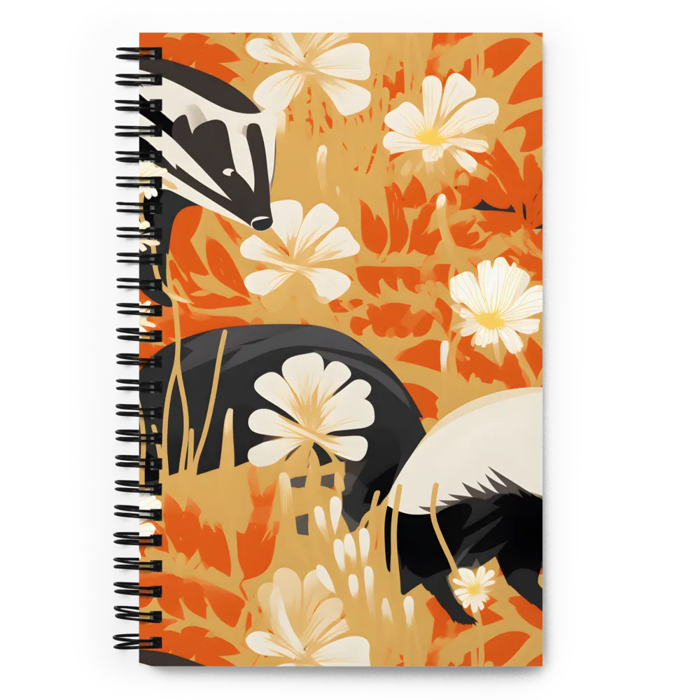 Whimsical Badgers in Bloom | Spiral Notebook