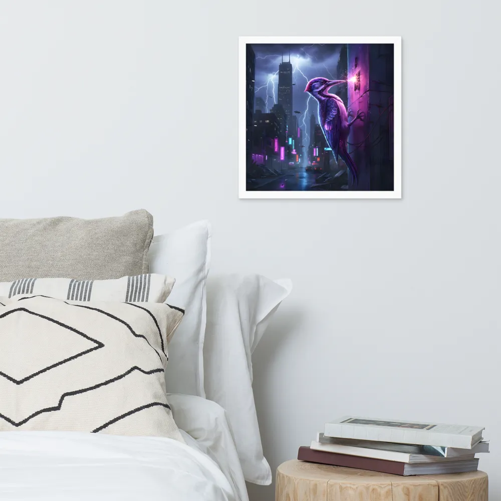 Neon Woodpecker 
 Poster with White Frame | 16″x 16″