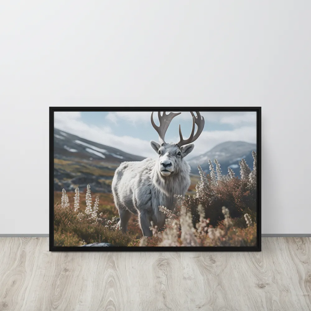 Majestic Harmony: The Reindeer in Nature | Canvas with Black Frame | 20″×30″
