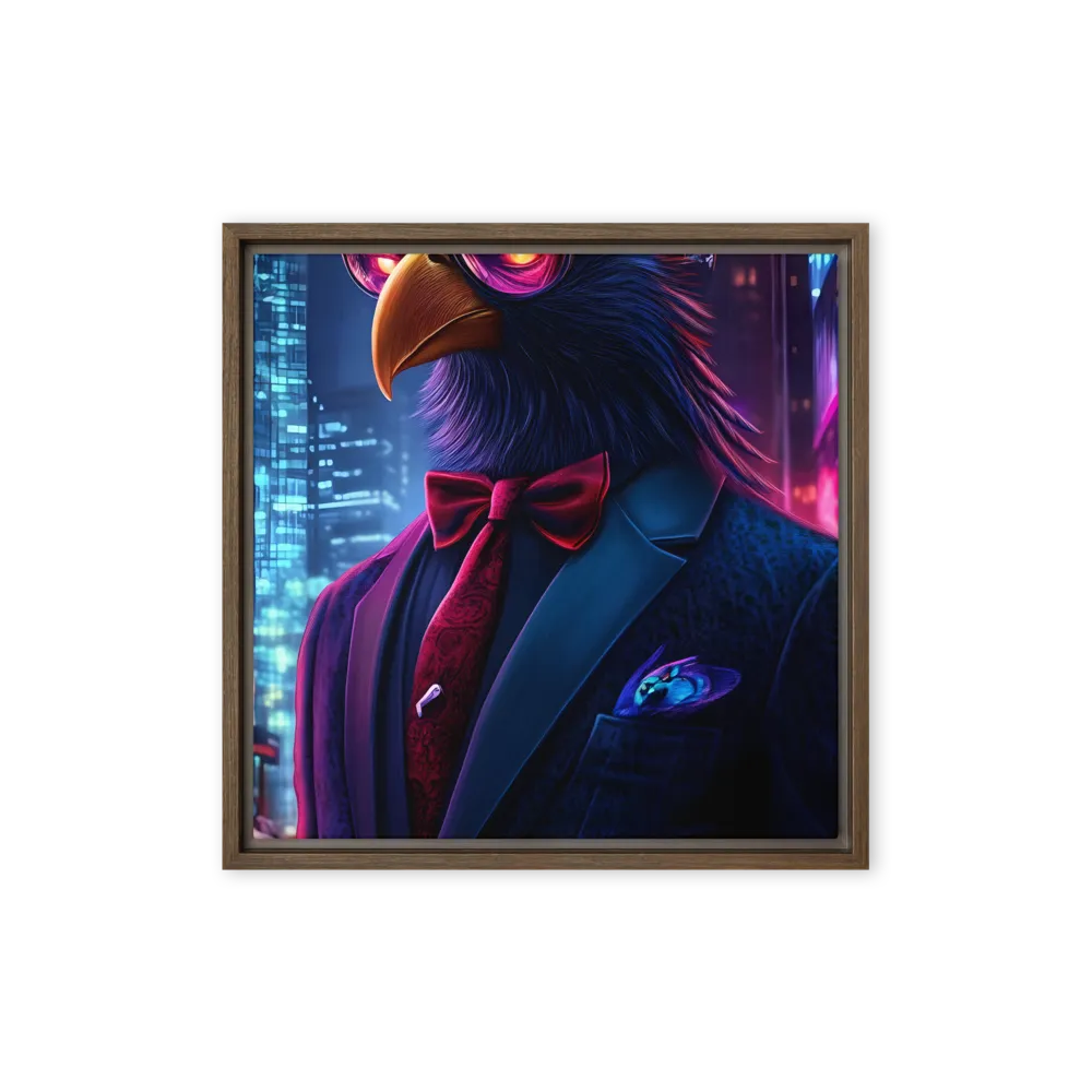 The Dapper Avian | Canvas with Brown Frame | 16″×16″