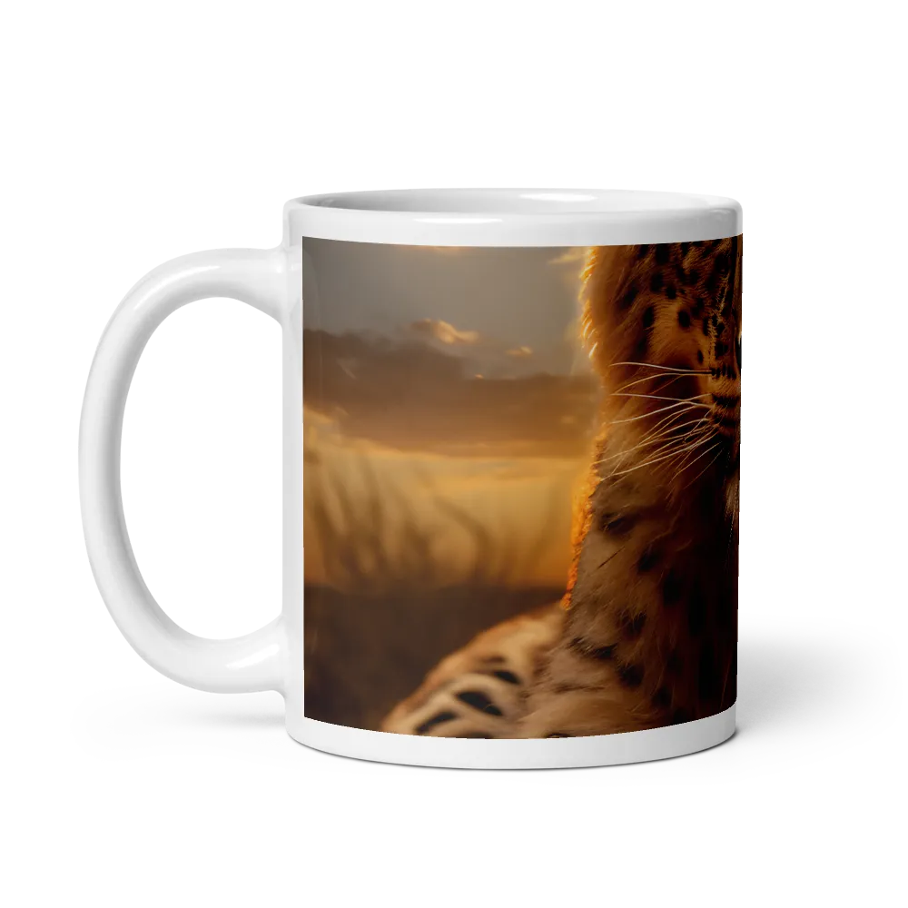 Regal Presence: The Leopard at Sunset | Mug with White inside | 11 oz