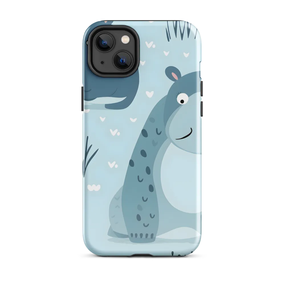 Whimsical Hippo Delight | Phone Case |  14 Plus | Tough Case | Glossy