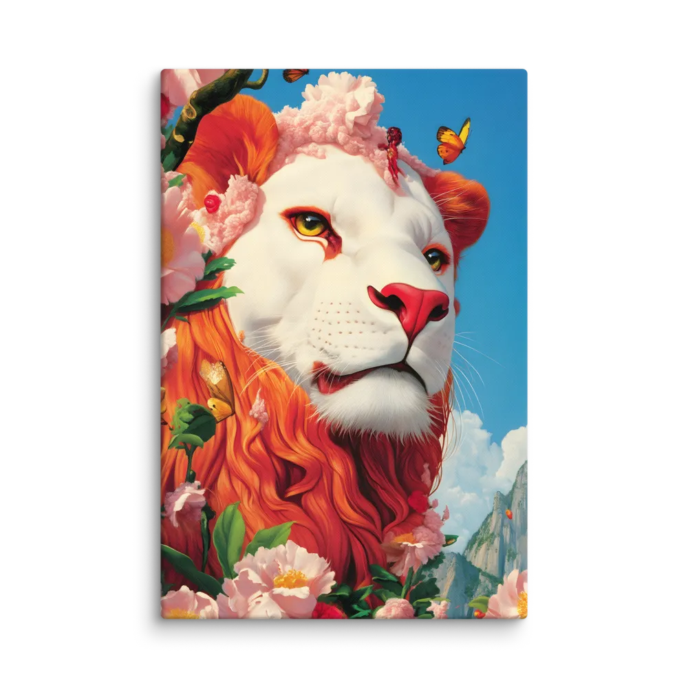 Majestic Lion Amidst Floral Splendor | Art Print