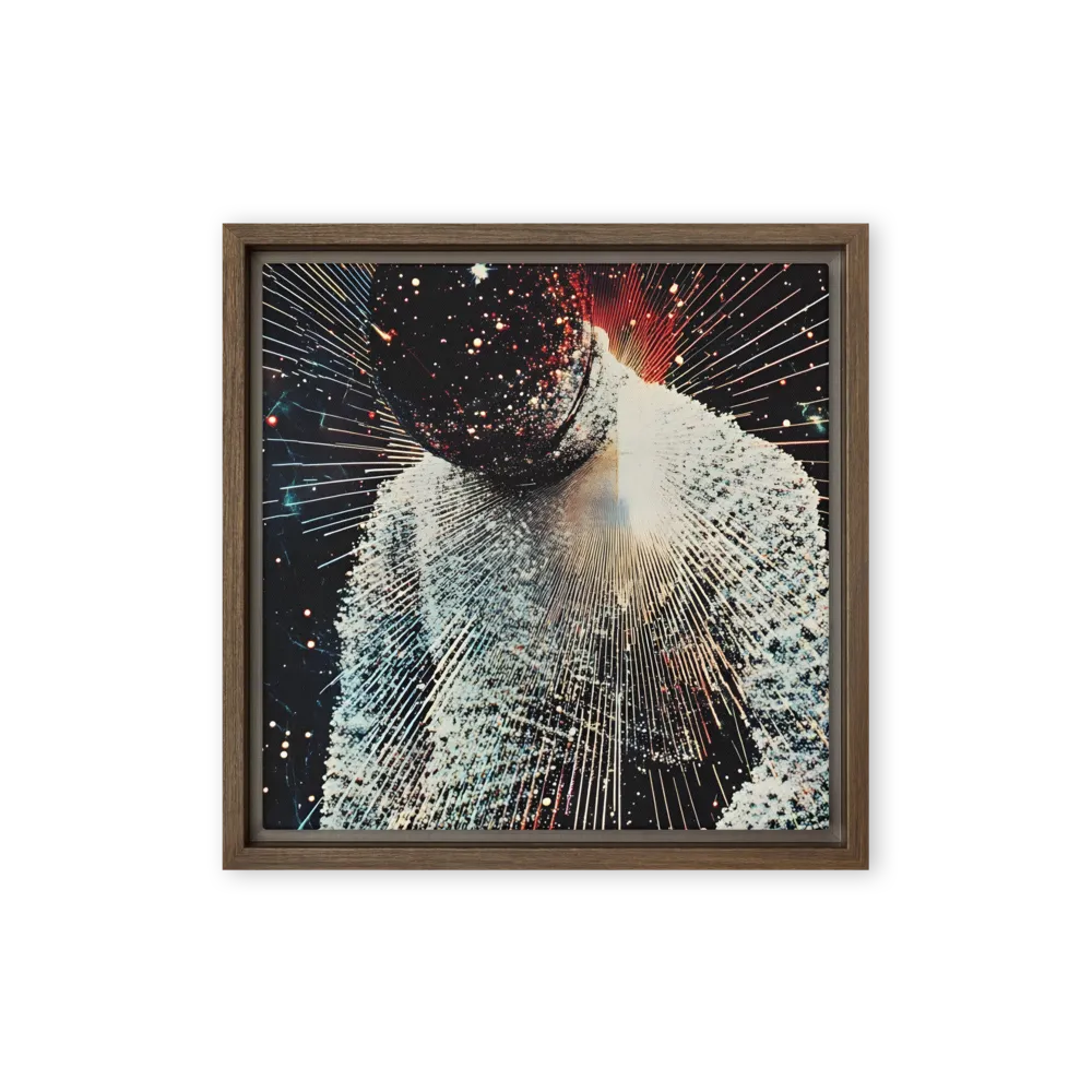 Ethereal Astronaut: A Journey Through the Cosmos | Canvas with Brown Frame | 12″×12″