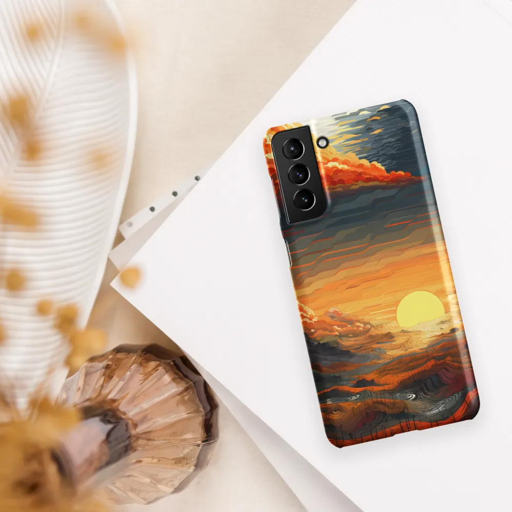 Ethereal Sunset: A Serene Landscape in Flowing Forms | Phone Case |  S21 Plus | Snap Case | Matte