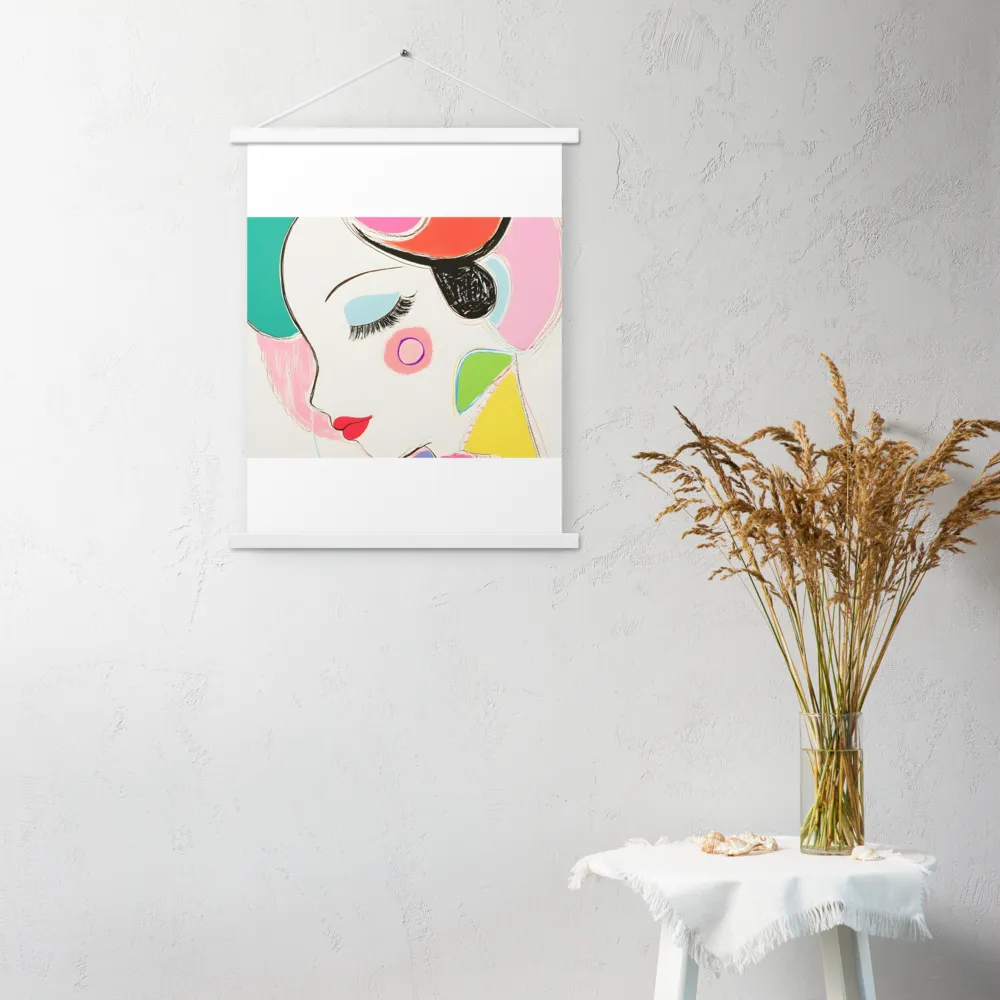 Whimsical Portrait in Colorful Abstraction | Poster With White Wood Hanger | 18″×24″