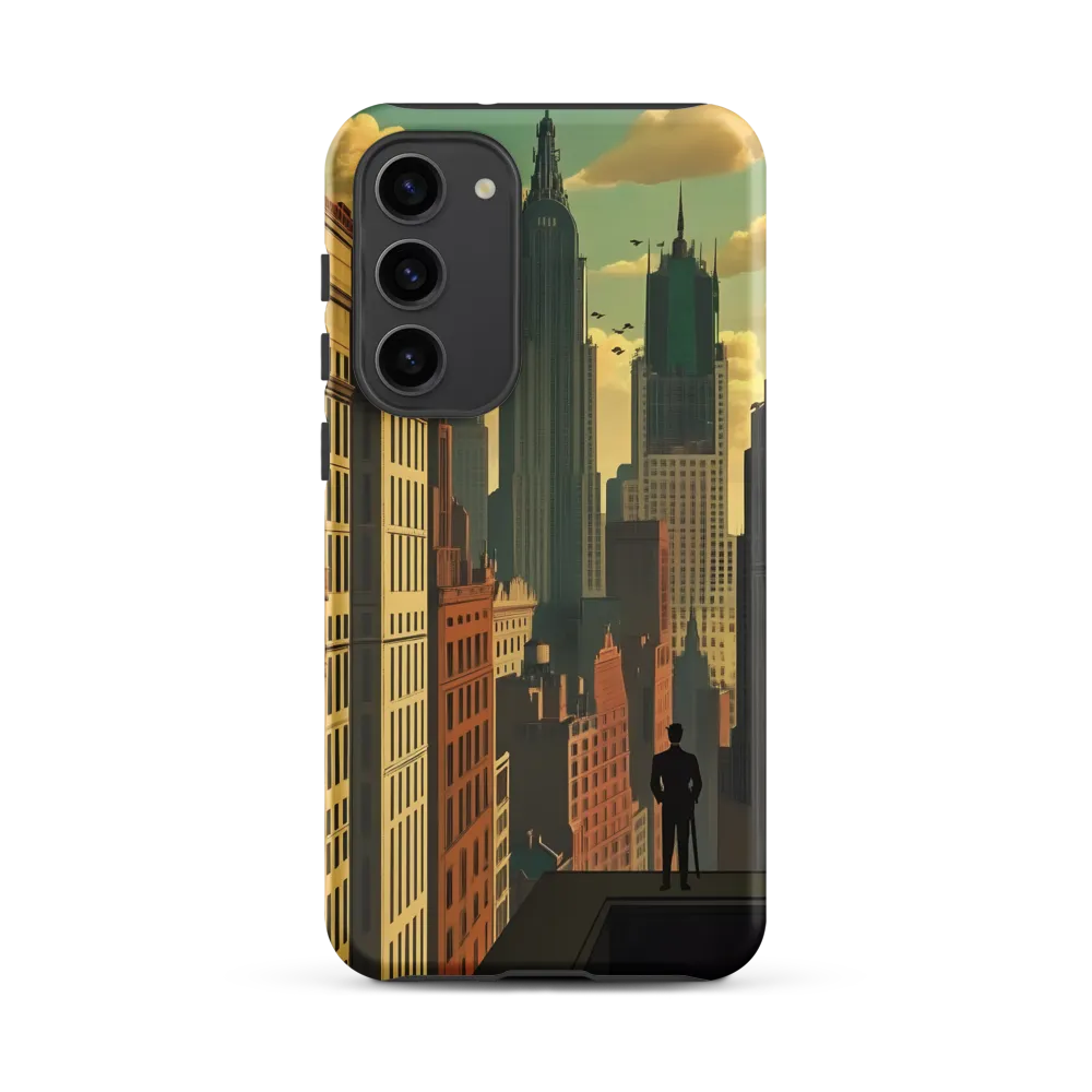 Urban Dreams: A Silhouette in Art Deco Cityscape