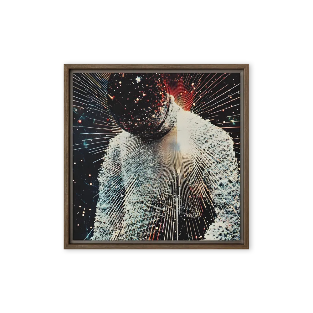 Ethereal Astronaut: A Journey Through the Cosmos | Canvas with Brown Frame | 16″×16″