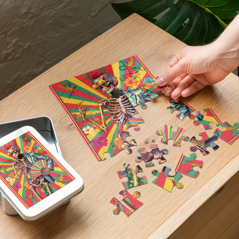 Tropical Sugar Skull 
 Jigsaw Puzzle in Tin Box