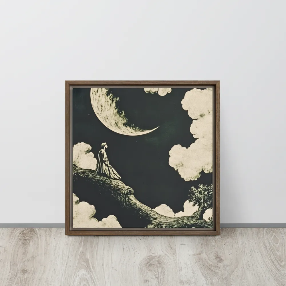 Whispers of the Moon | Canvas with Brown Frame | 16″×16″