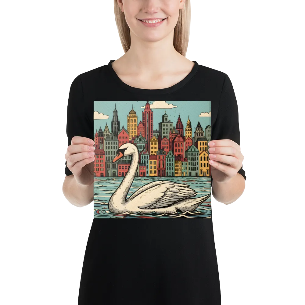 Swan in the City 
 Canvas | 10″x 10″