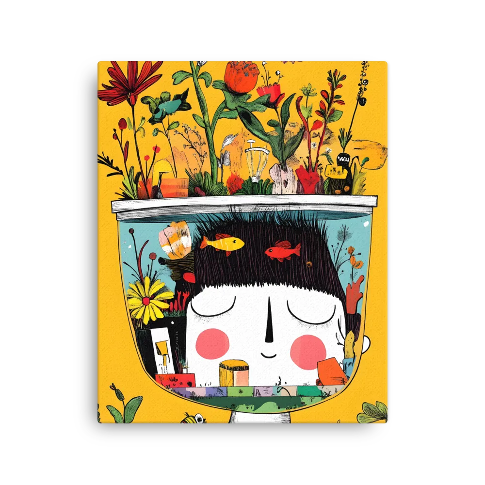 Whimsical Garden Head | Thin Canvas | 16″×20″